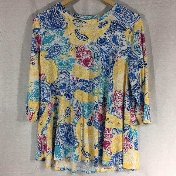 Jessica London NWT multi colored 3/4 length sleeves white with many patterns - Picture 4 of 9